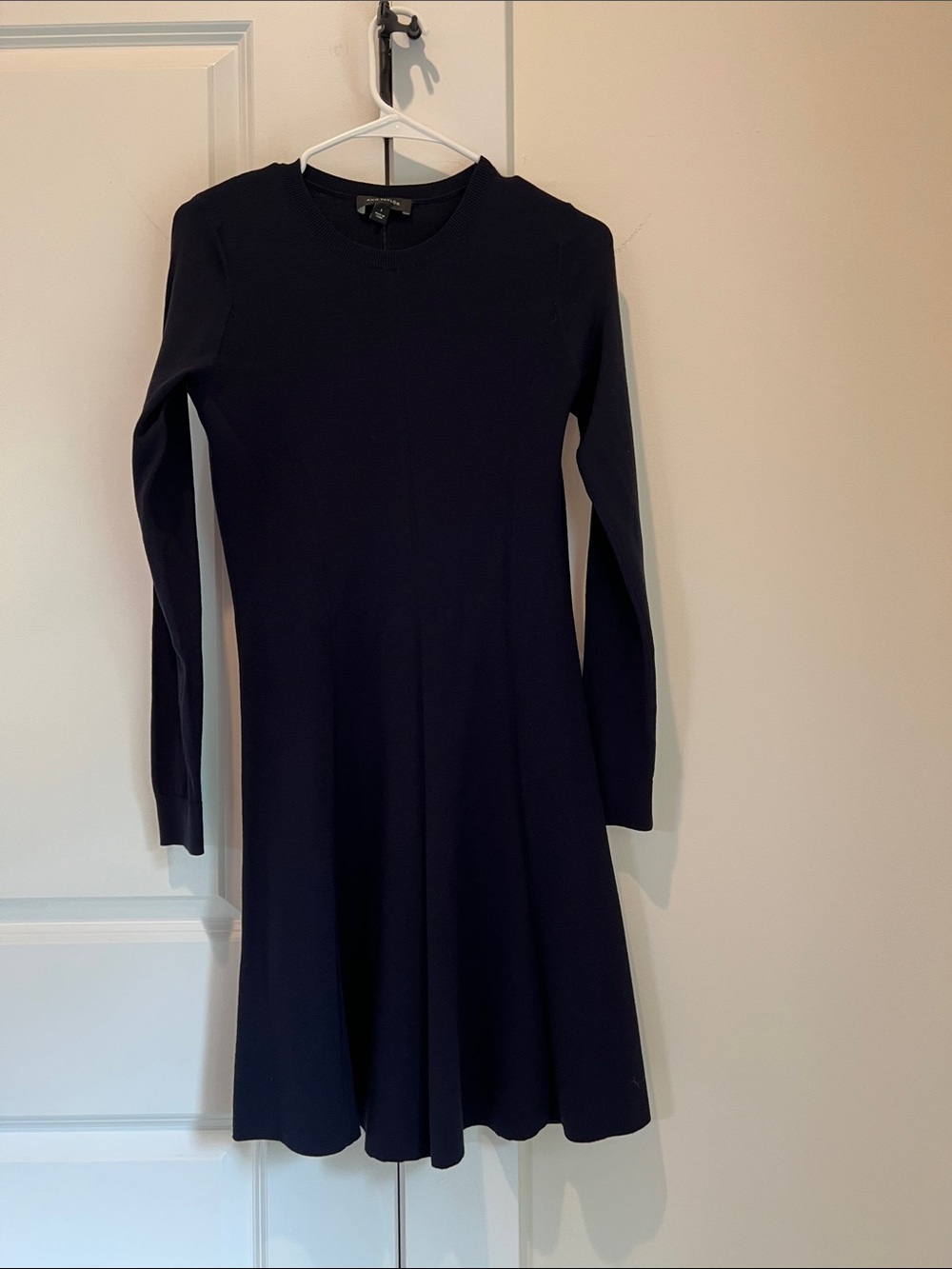 Ann Taylor Long Sleeve Navy Fit & Flare Dress